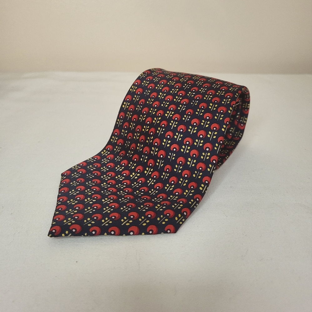 Vintage Burberry Silk Floral Print Necktie 1980s
